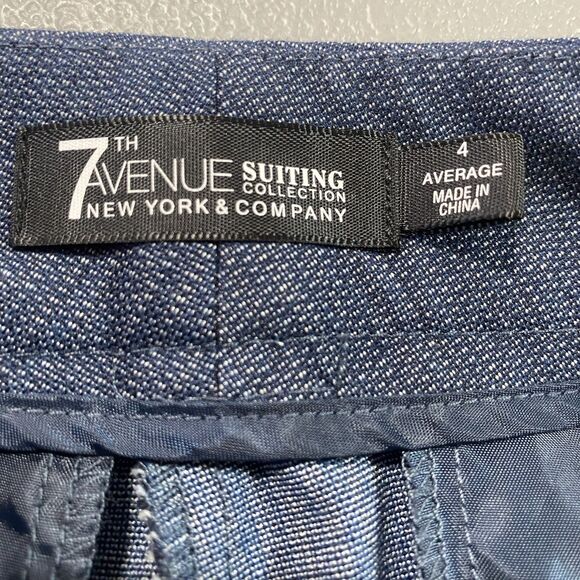 7TH AVENUE NEW YORK CO Suiting Pants Flare Mid Rise Denim Look Blue Womens Sz 4 - Picture 3 of 9